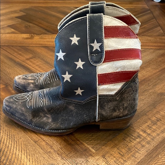 Vintage Inspired American Flag Roper Ankle height Cowboy Boots Sz 9 - Picture 2 of 9